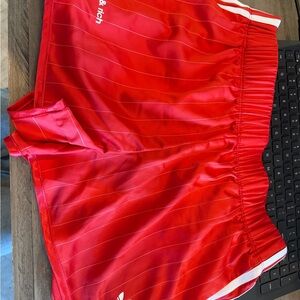 Sporty & Rich Red Pinstripe Athletic Shorts